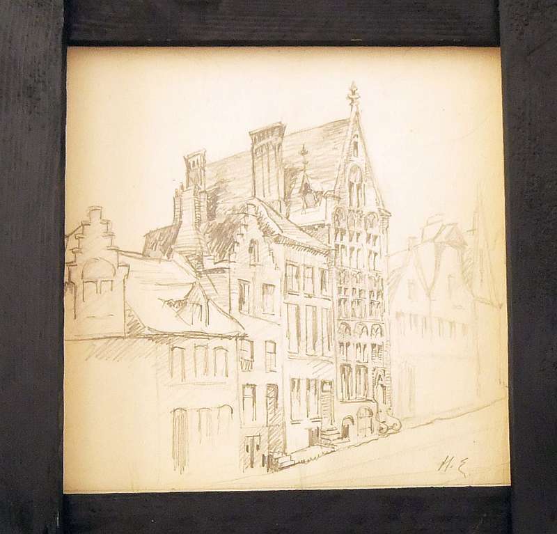 AN ORIGINAL SIGNED SKETCH BY HEDWIG BRECHER EIBUSCHITZ - UNFRAMED