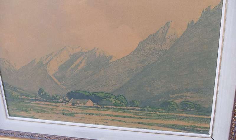 AN OLD PRINT OF A LANDSCAPE PAINTING OF JONKERSHOEK BY SA`S MOST WELL KNOWN ARTIST JH PIERNEEF !!