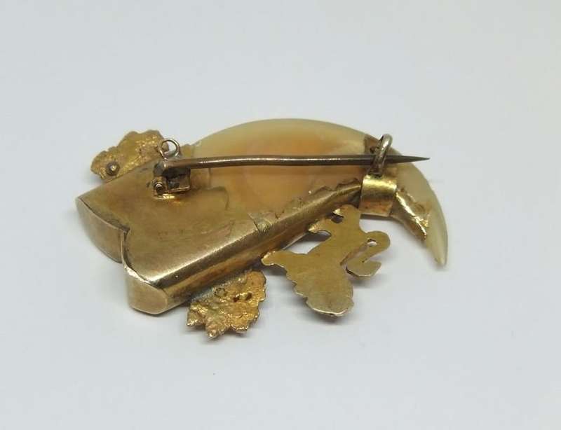 WOW !! AN AMAZING ANTIQUE VICTORIAN GENUINE LIONS` CLAW BROOCH WITH MIXED GOLD FITTING !!
