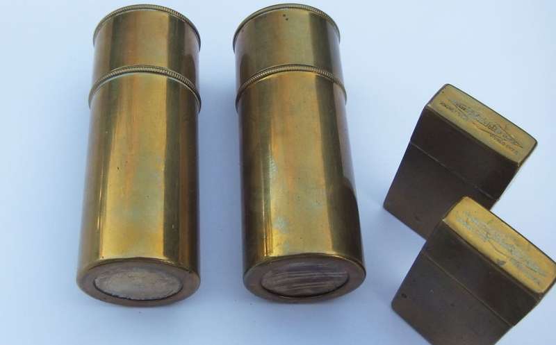 SOMETHING DIFFERENT !! A VINTAGE BRASS GENTS SHAVING SET MADE FOR GILLETTE U.S.A - AS FOUND !!