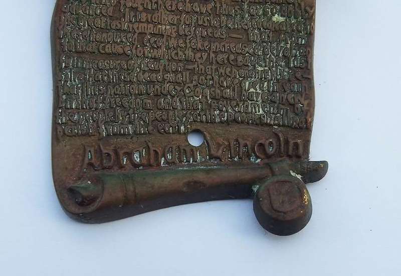 American Abraham Lincoln inspired oxidated brass/bronze door knocker