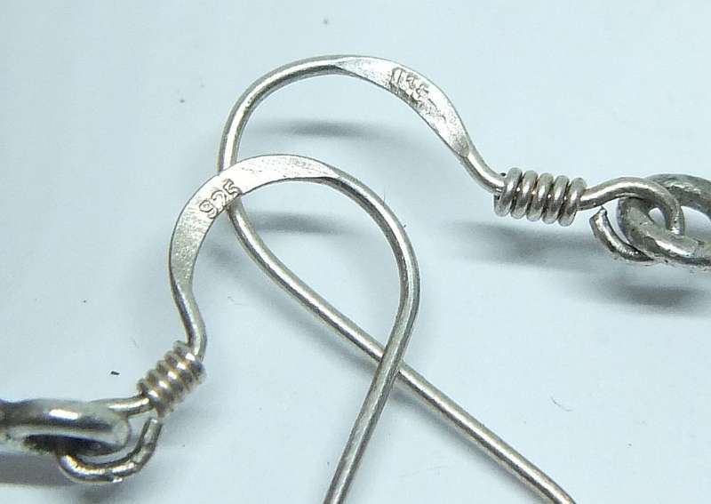 WOW !! A HEAVY QUALITY PAIR OF STERLING SILVER EARRINGS SET WITH CABOCHON LAPIS LAZULI STONES !!