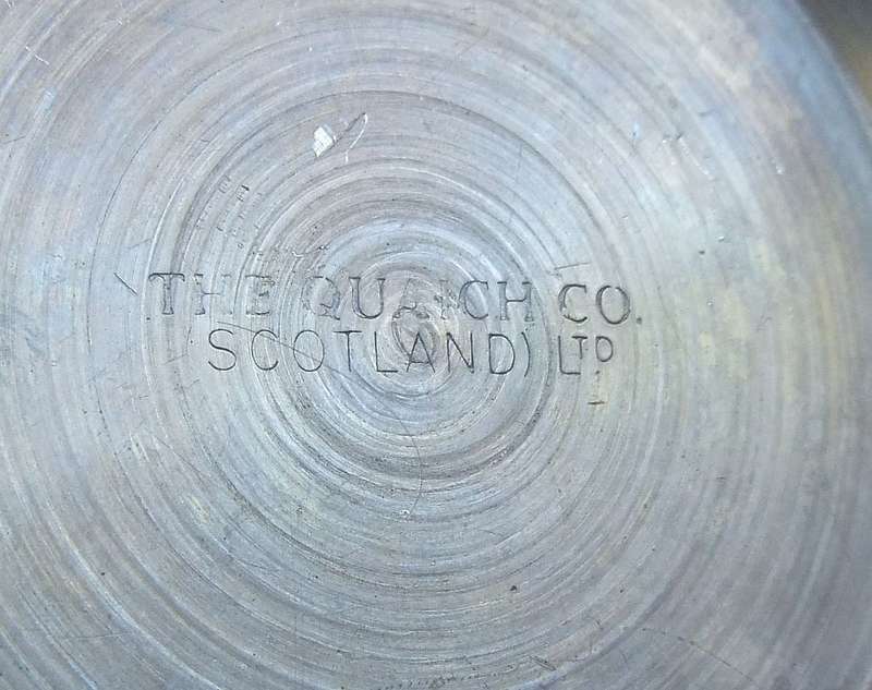 A VINTAGE PEWTER QUAICH WITH CELTIC PATTERN HANDLES MADE IN SCOTLAND BY THE QUAICH COMPANY
