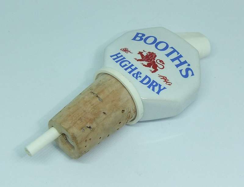 A VINTAGE PORCELAIN ALCOHOL POURER ADVERTISING BOOTH`S GIN