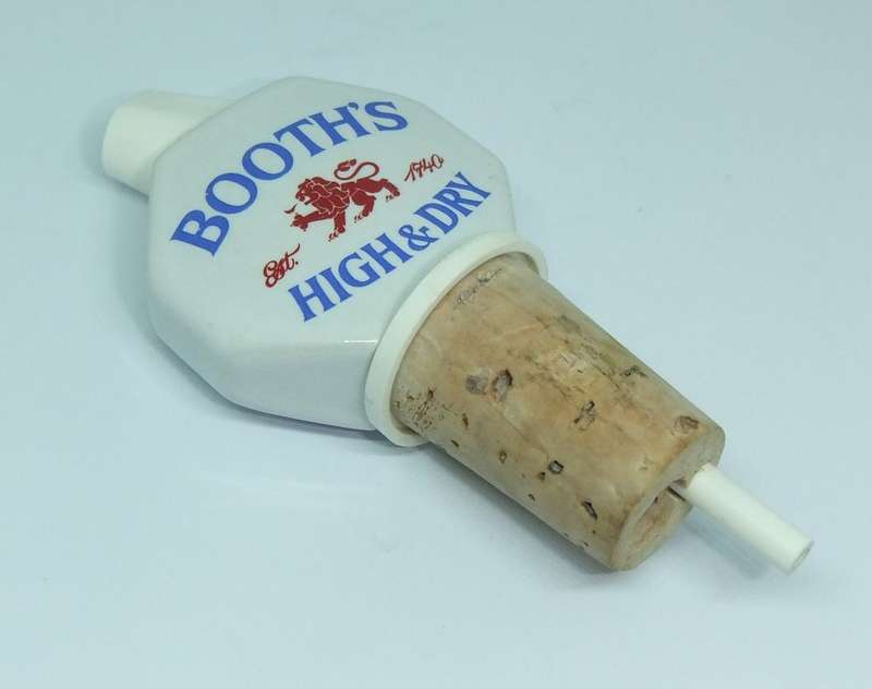 A VINTAGE PORCELAIN ALCOHOL POURER ADVERTISING BOOTH`S GIN