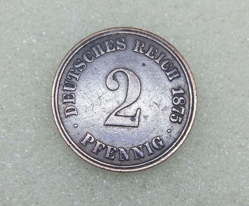 1875 DEUTSCHES REICH 2 PFENNIG COIN