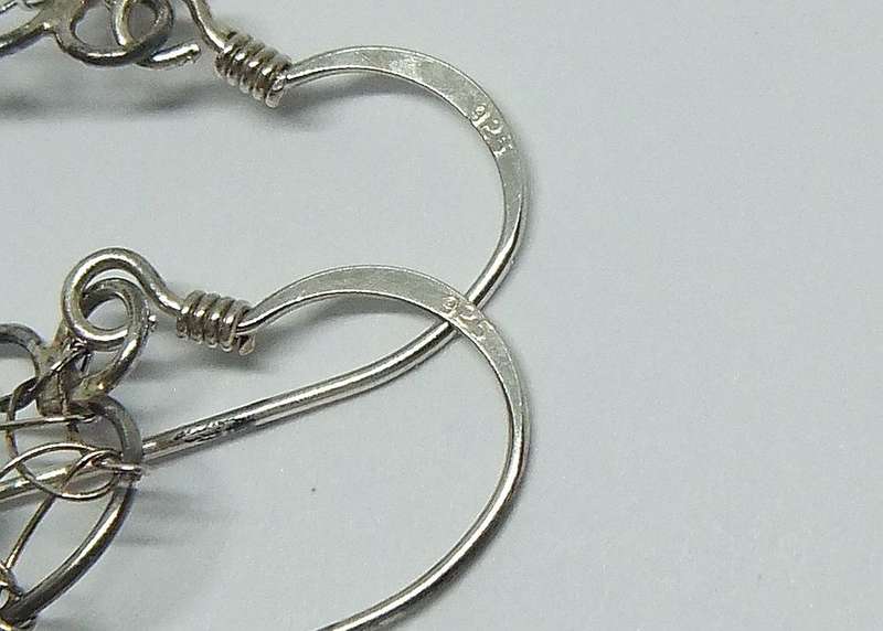 A RARELY SEEN DELICATELY MADE PAIR OF STERLING SILVER HEART SHAPED DREAM CATCHER EARRINGS !! WOW !!