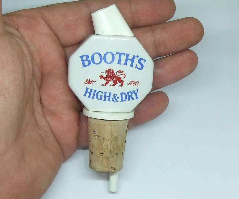A VINTAGE PORCELAIN ALCOHOL POURER ADVERTISING BOOTH`S GIN