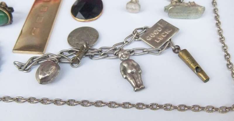 VINTAGE JEWELS LOT # 1 - CUFFLINKS - EARRINGS - CHARM BRACELETS - PENDANTS !! BID FOR THE LOT !!