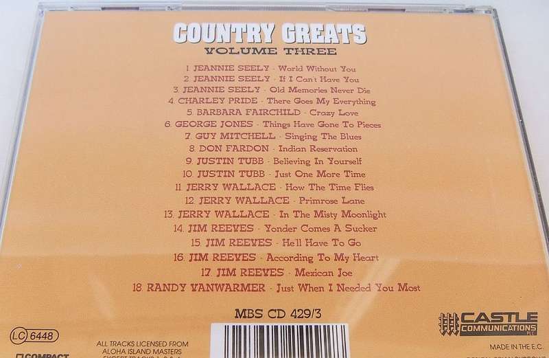 3 CD LOT !! COUNTRY GREATS - VOLUME ONE , TWO AND THREE ( 54 SONGS ) !! FREE COMBINING !!