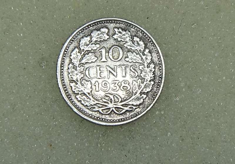 1938 TEN CENTS COIN - NETHERLANDS - SILVER
