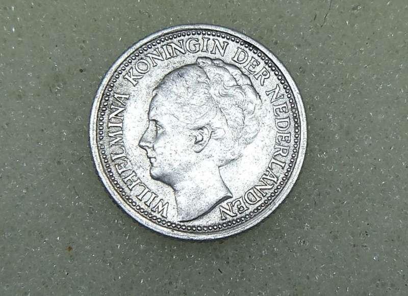 1938 TEN CENTS COIN - NETHERLANDS - SILVER