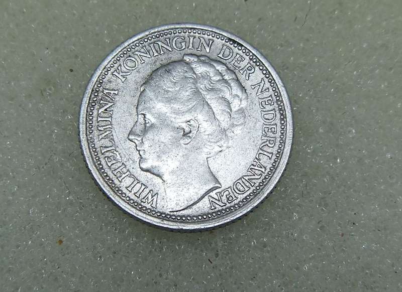 1938 TEN CENTS COIN - NETHERLANDS - SILVER