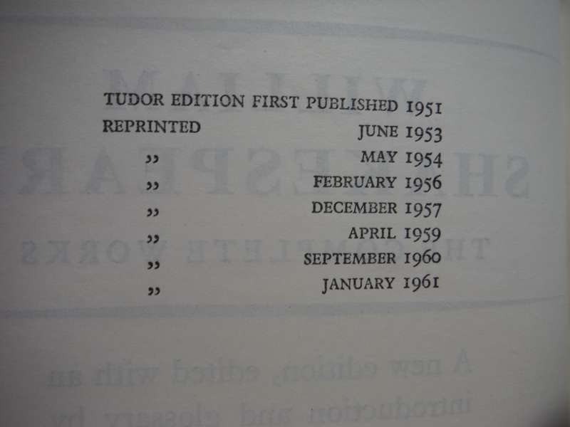 The Complete Works of William Shakespeare - Softcover - The Tudor Edition - 1961