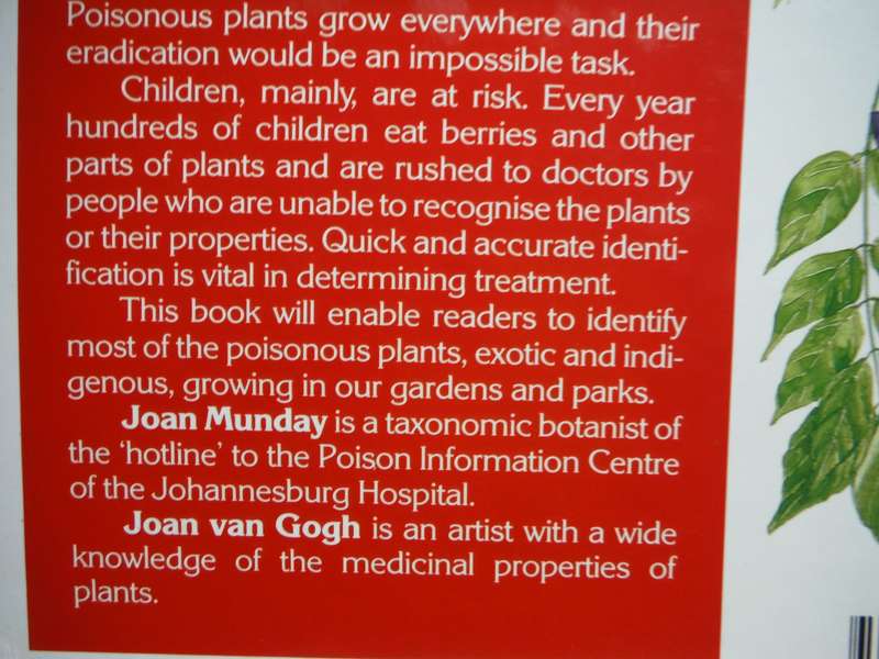 Poisonous Plants in South African Gardens and Parks : A Field Guide - Hardcover - Joan Munday