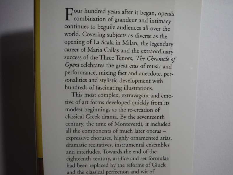 The Chronicle of Opera : A Compendious History of the Opera - Hardcover - Michael Raeburn