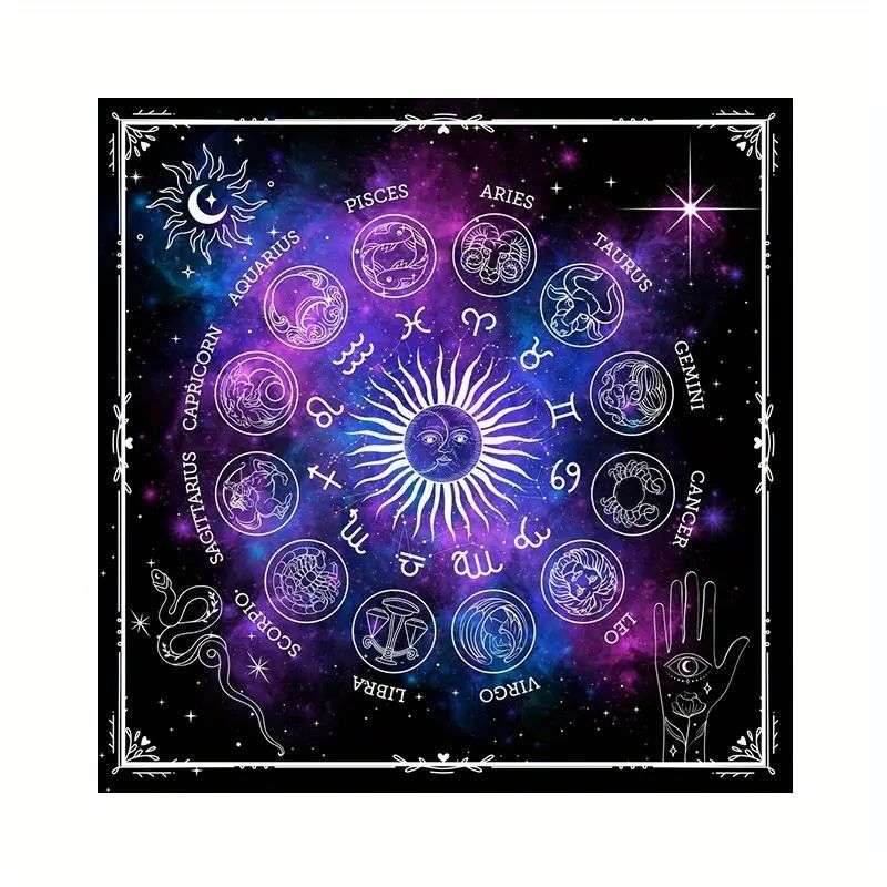 Tarot Reading Cloth/Altar Cloth : Astrological - Polyester - 49cm x 49cm