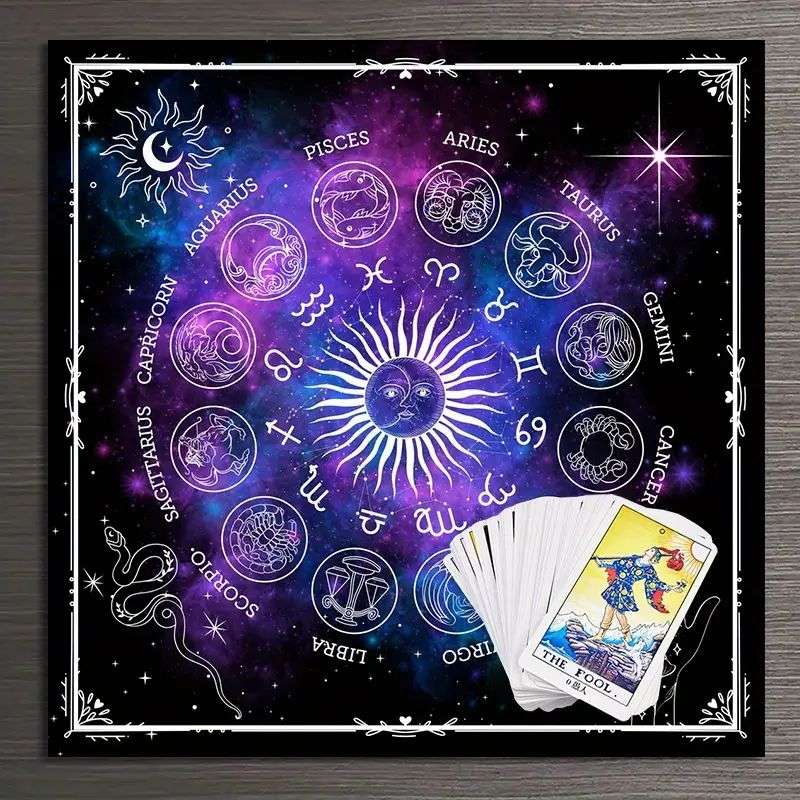 Tarot Reading Cloth/Altar Cloth : Astrological - Polyester - 49cm x 49cm