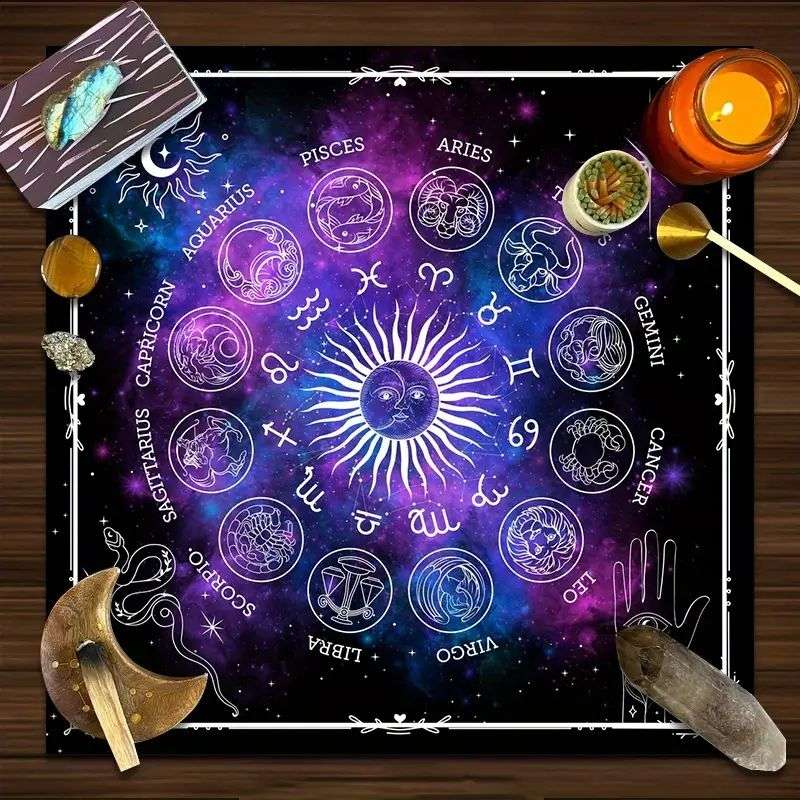 Tarot Reading Cloth/Altar Cloth : Astrological - Polyester - 49cm x 49cm