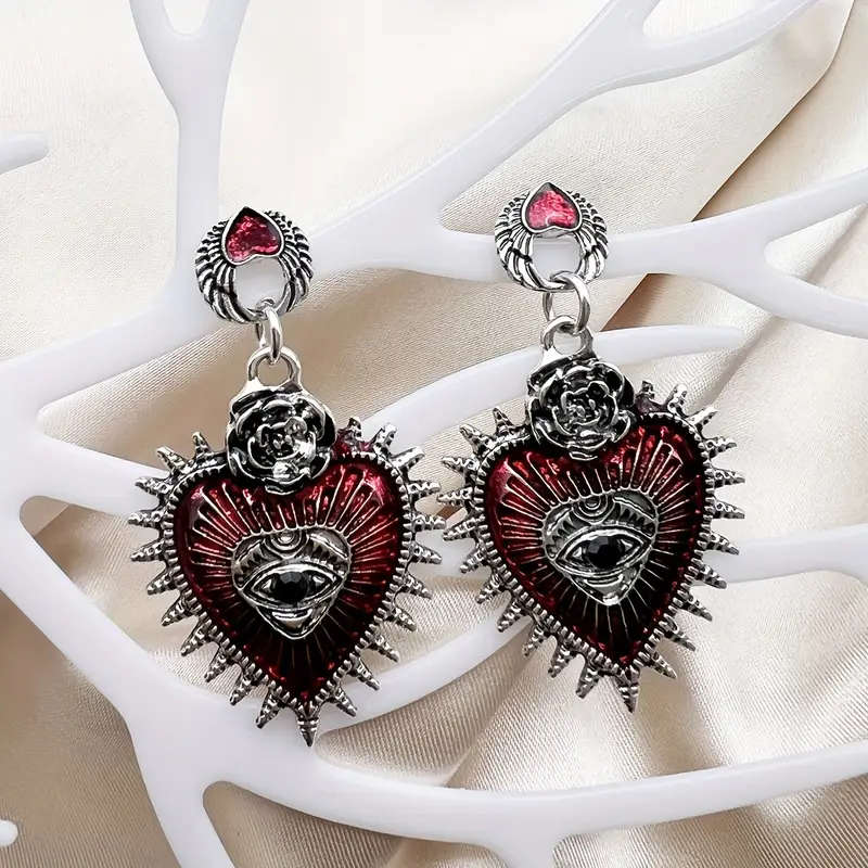 Red Heart Dangle Earrings