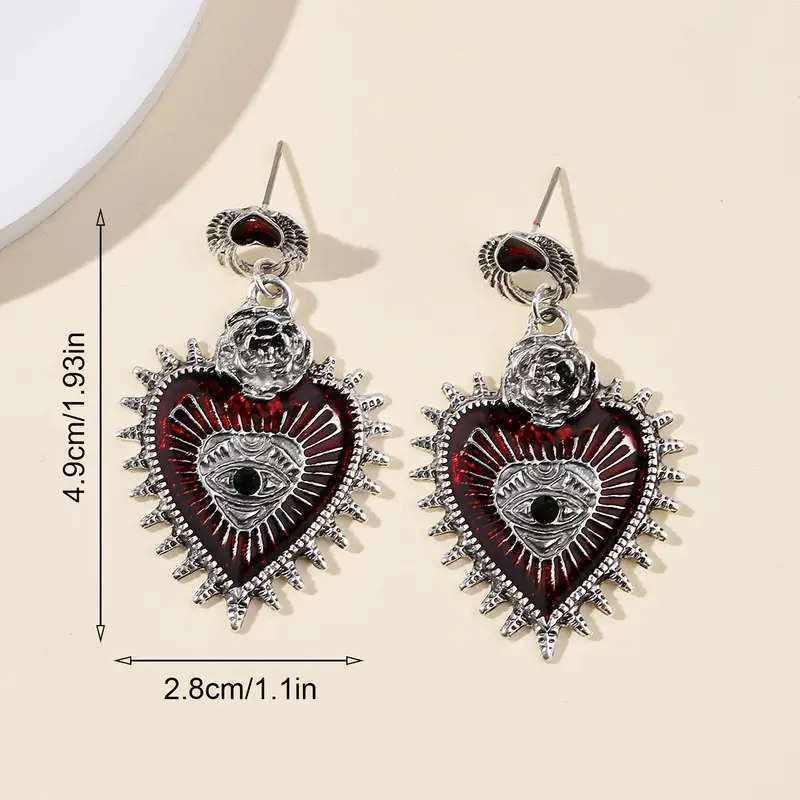 Red Heart Dangle Earrings