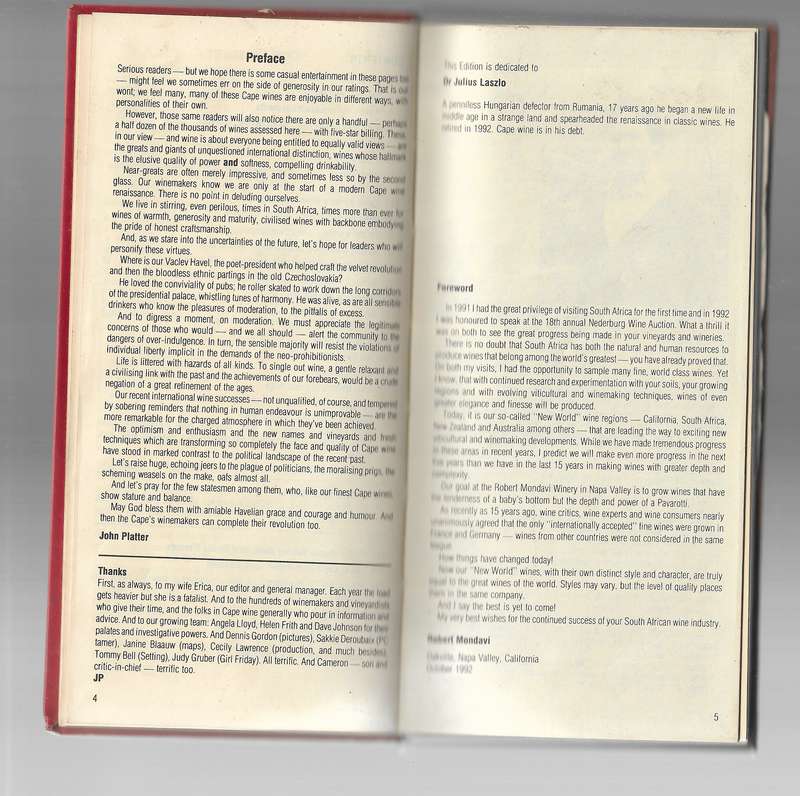 SOUTH AFRICAN WINE GUIDE- JOHN PLATTER'S- 1993