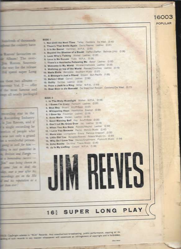 SOUVENIR ALBUM VOL 2- JIM REEVES (LP VINYL)