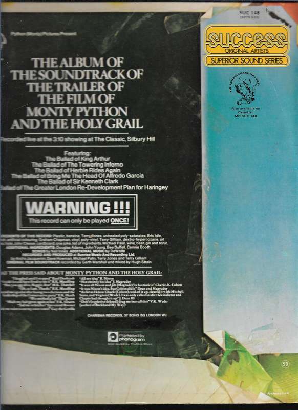 THE ALBUM OF THE SOUNDTRACK OF THE TRAILER OD THE FILM OF- MONTY PYTHON AND THE HOLY GRAIL (VINYL)