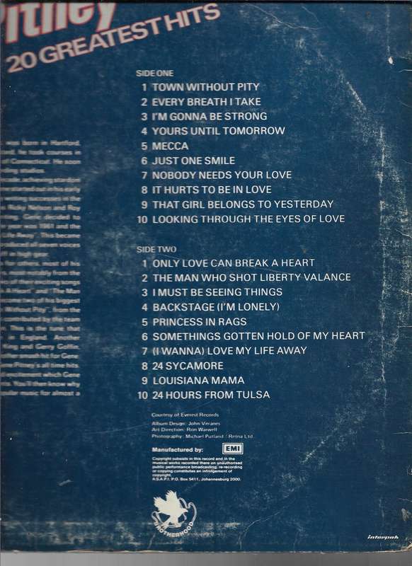 GENE PITNEY- 20 GREATEST HITS (LP VINYL)