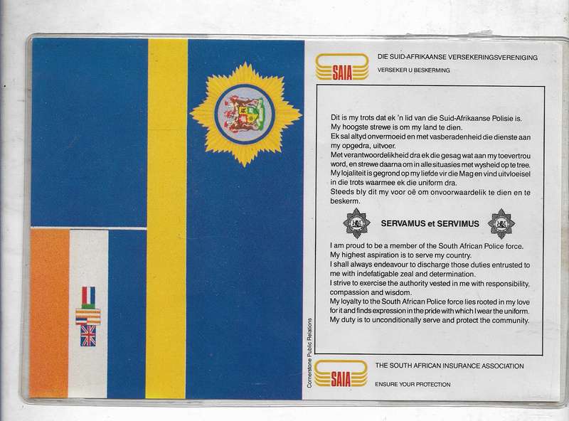 SOUTH AFRICAN POLICE FORCE POCKET BOOK COVER