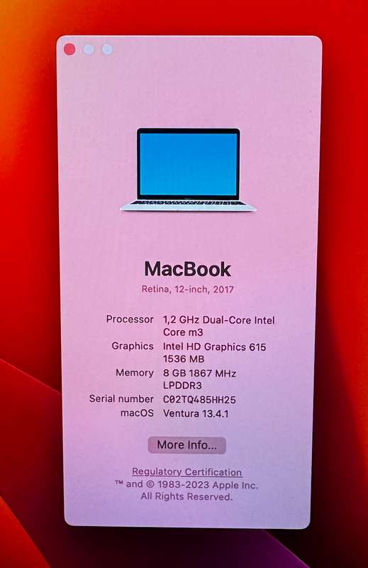 MacBook Pro 12 inch 2017, INTEL CORE M3, 1.2GHZ, 8GB RAM 256GB SSD, NEW BATTERY!!!!!!!