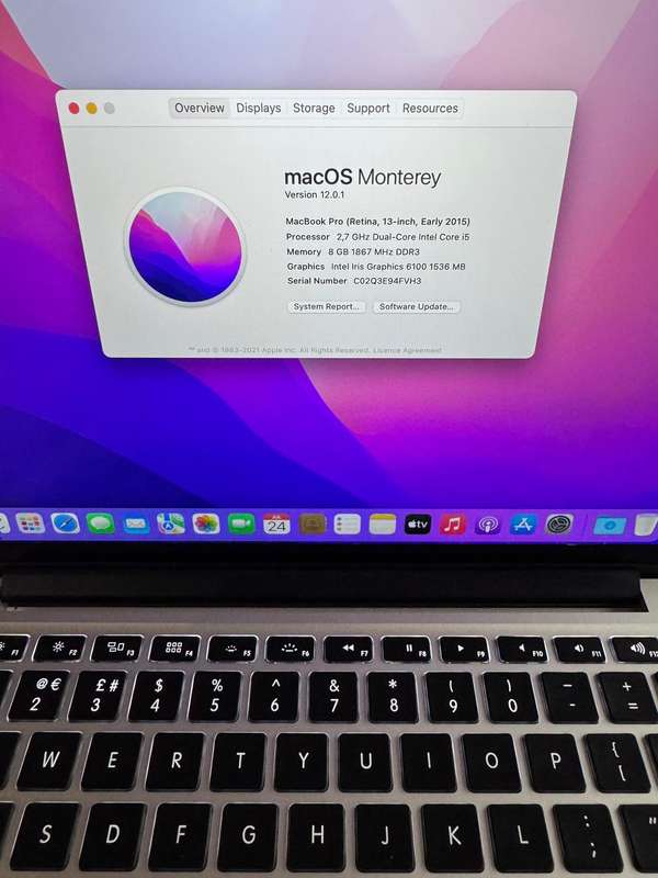 MACBOOK PRO 13` RETINA EARLY 2015, INTEL CORE i5, 256GB SSD, 8GB RAM, 2.7GHZ NEW BATTERY!!!