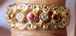Genuine Rubies and Diamonds  in 9ct Solid Yellow Gold Ring