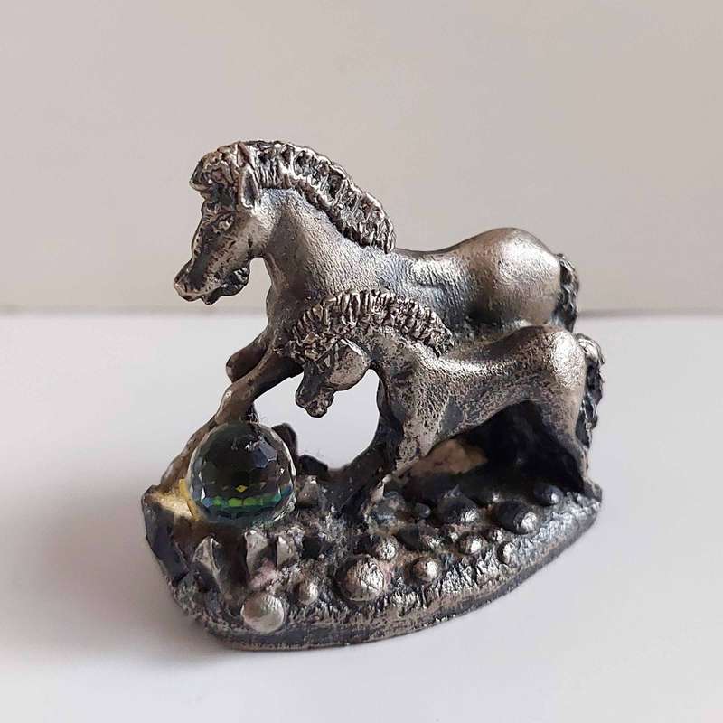 Vintage 80s pewter Unicorns of Freedom