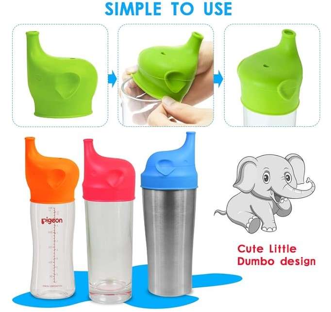 Elephant Silicone Sippy Cup Lids  2-Pack
