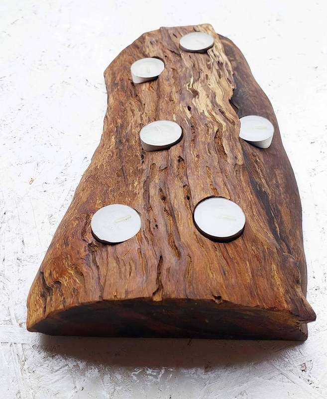 Solid wood slice candle holder