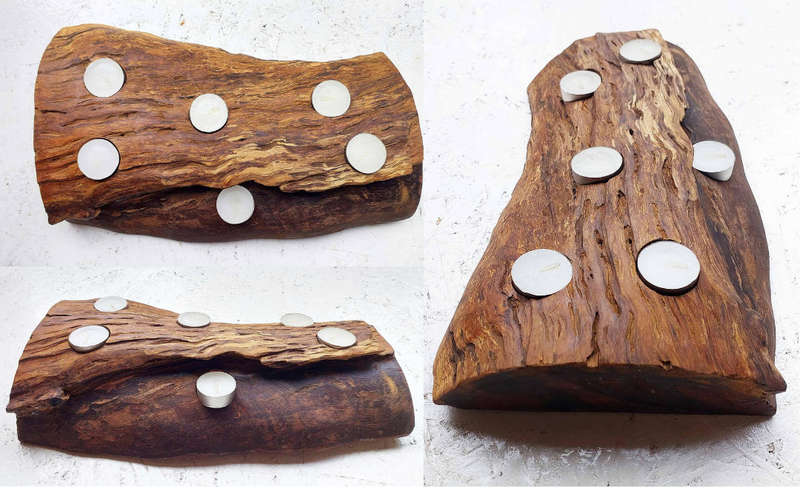 Solid wood slice candle holder