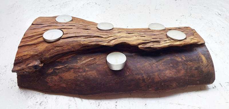 Solid wood slice candle holder