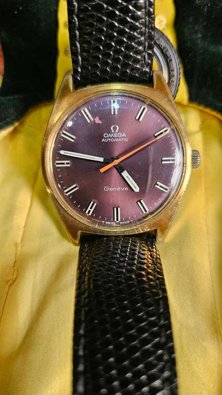 Stunning oxblood mens 38mm Omega Geneve