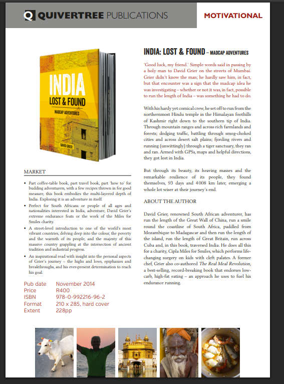 INDIA: LOST AND FOUND - Madcap adventures. Author: David Grier (Like New, Hardcover)