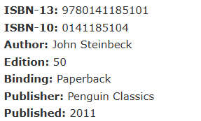 Of Mice and Men. John Steinbeck ( Penguin Classics paperback) Old - Fair Condition.