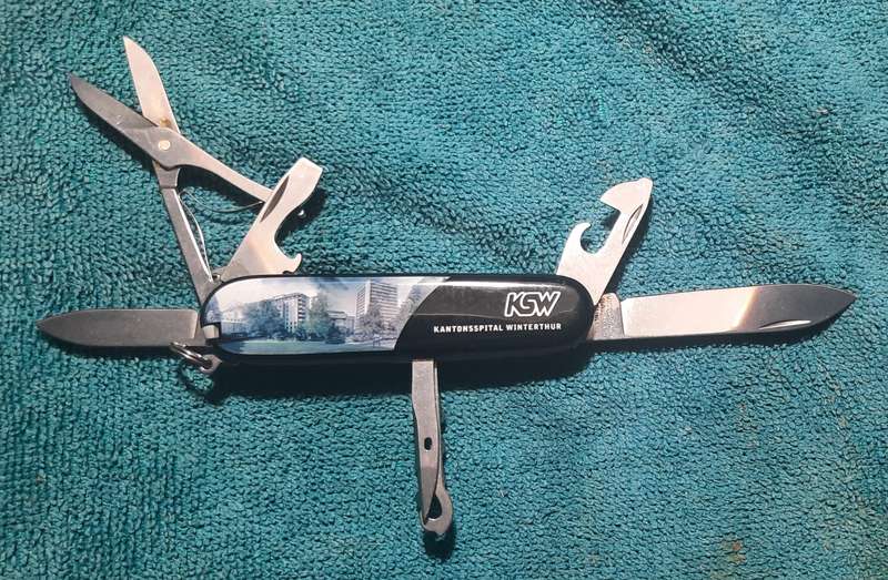 Swiss Army Knife .Victorinox- Climber with logo on one scale KSW Kantonsspital Winterthur