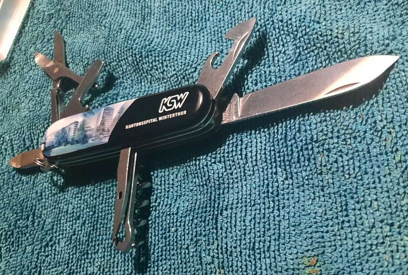 Swiss Army Knife .Victorinox- Climber with logo on one scale KSW Kantonsspital Winterthur