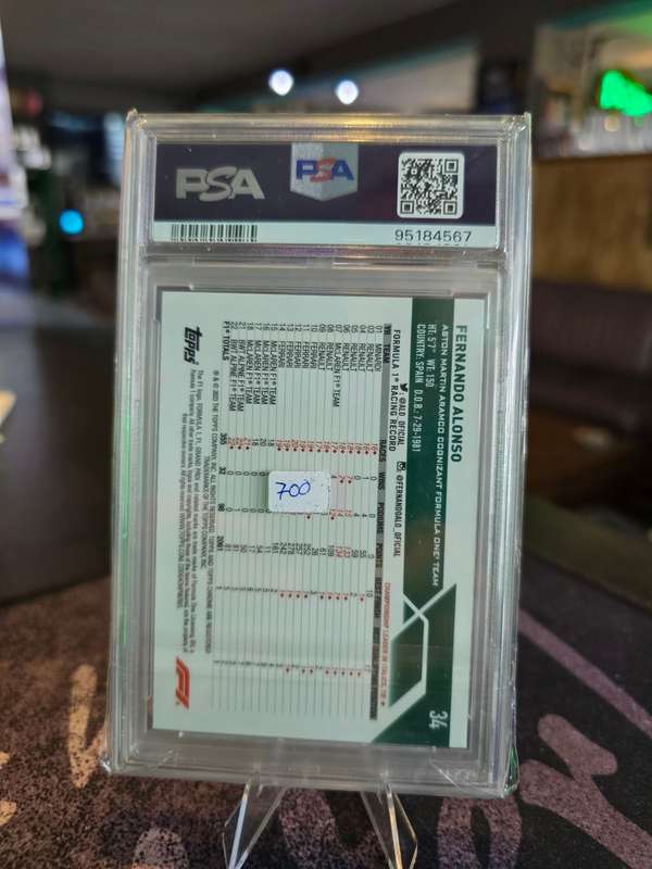 2023 Topps Chrome F1 Fernando Alonso Purple PSA NM 8