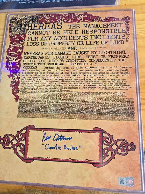 Signed Poster Charlie & The Chocolate Factory Contract Signed by Charlie (Peter Ostrum) 28cm x 44cm