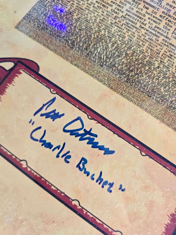 Signed Poster Charlie & The Chocolate Factory Contract Signed by Charlie (Peter Ostrum) 28cm x 44cm