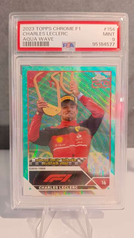 2023 Topps Chrome F1 Charles Leclerc Aqua Wave #154 Mint PSA 9 90/150