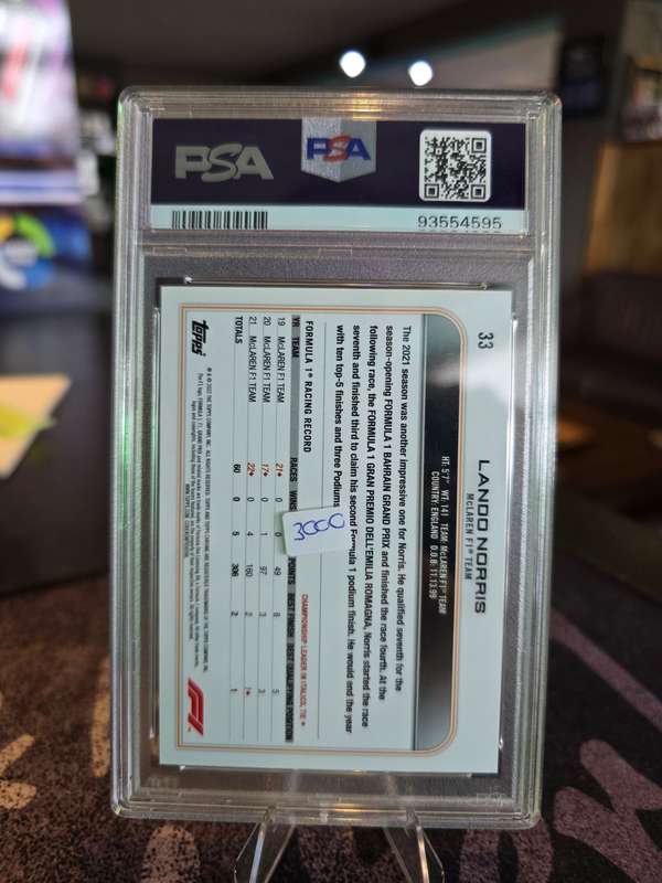 2022 Topps Chrome F1 Lando Norris Orange/Red Refractor PSA Gem 10