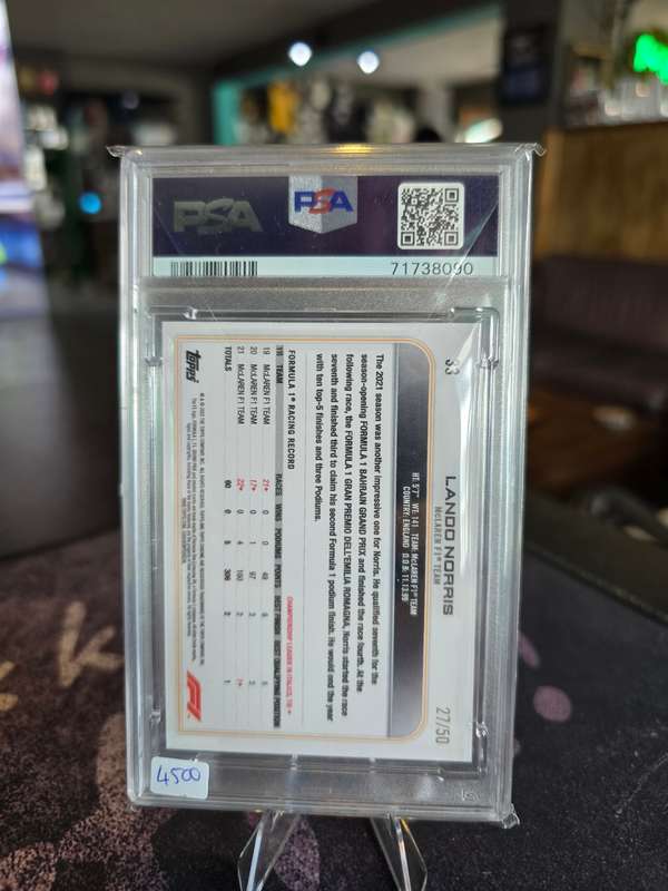 2022 Topps Chrome F1 Lando Norris Gold Checker Flag PSA Gem MT 10
