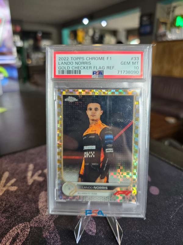 2022 Topps Chrome F1 Lando Norris Gold Checker Flag PSA Gem MT 10